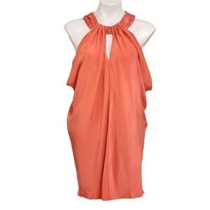 Banana Republic dress silk coral sleeveless halter neck 6
